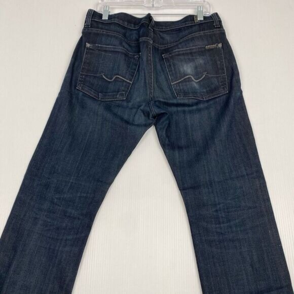 7 For All Mankind Men's Blue Jeans Size 33 Blue Rhigby Stretch.Buttons USA - Picture 9 of 12